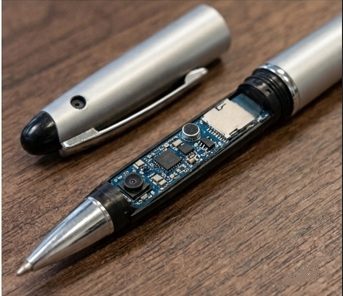 Miniature listening device concealed inside a pen